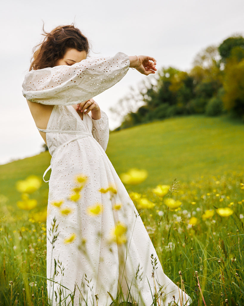 White Italian Embroidered Anglaise