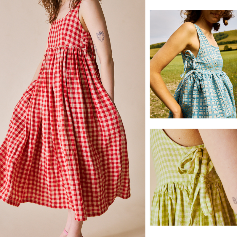 Molly Dress Pink Tartan Wool faithrowanleeves