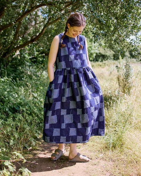 patchwork denim dress Luna Dress
